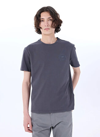 Mustang Bisiklet Yaka Baskılı Antrasit Erkek T-Shirt M5SM-TST1286