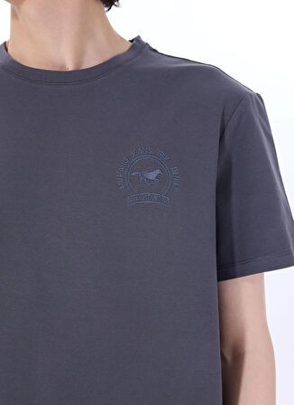 Mustang Bisiklet Yaka Baskılı Antrasit Erkek T-Shirt M5SM-TST1286