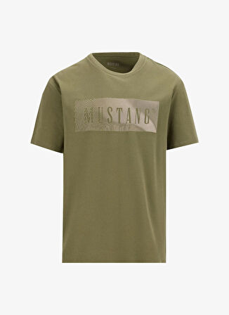 Mustang Bisiklet Yaka Baskılı Haki Erkek T-Shirt M5SM-TST1287