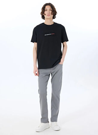Mustang Bisiklet Yaka Baskılı Siyah Erkek T-Shirt M5SM-TST1290