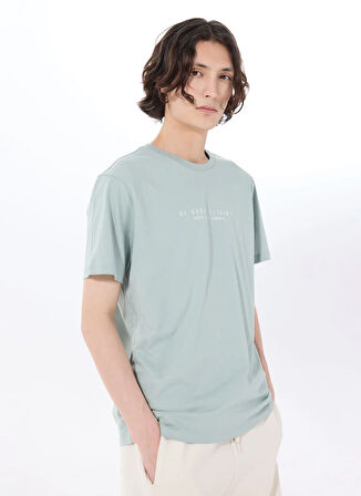 Mustang Bisiklet Yaka Baskılı Yeşil Erkek T-Shirt M5SM-TST1306