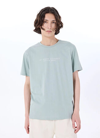 Mustang Bisiklet Yaka Baskılı Yeşil Erkek T-Shirt M5SM-TST1306