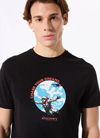 Siyah Erkek Relaxed Baskılı T-Shirt D5SM-TST3774