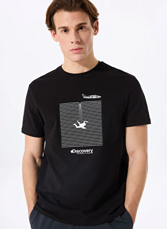 D5SM-TST3771 Siyah Bisiklet Yaka Relaxed Fit Baskılı T-Shirt