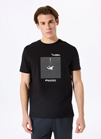 D5SM-TST3771 Siyah Bisiklet Yaka Relaxed Fit Baskılı T-Shirt