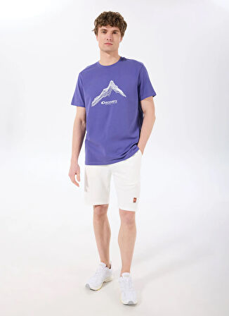 Discovery Expedition D5SM-TST3775 Mor Bisiklet Yaka Relaxed Baskılı Erkek T-Shirt