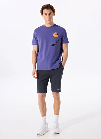 D5SM-TST3773 Mor Bisiklet Yaka Relaxed Fit Baskılı T-Shirt