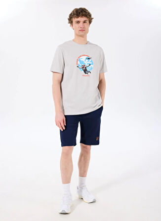 Discovery Expedition D5SM-TST3774 Gri Bisiklet Yaka Relaxed Baskılı Erkek T-Shirt