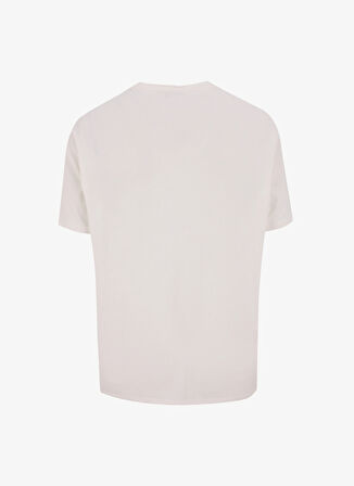 D5SM-TST3773 Beyaz Bisiklet Yaka Relaxed Baskılı Erkek T-Shirt