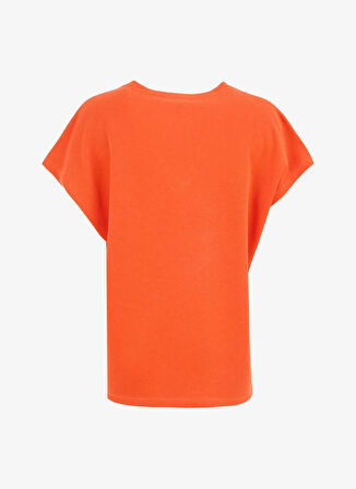 Discovery Expedition D5SL-TST3544 Nar Çiçeği V Yaka Relaxed Düz Kadın T-Shirt
