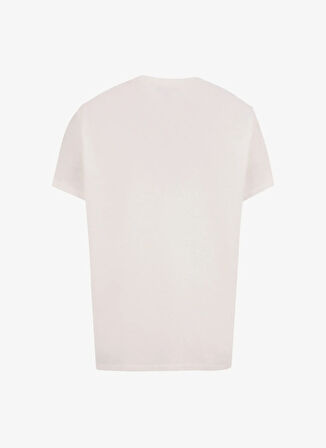 D5SL-TST3545 Beyaz Bisiklet Yaka Relaxed Fit Baskılı Kadın T-Shirt