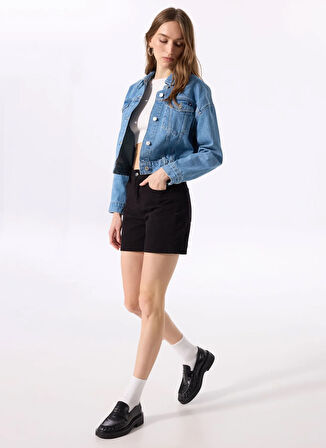 Mustang Standart Bel Normal Siyah Kadın Denim Şort JODIE - 1110