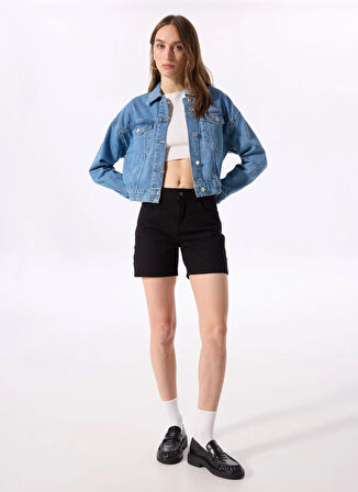 Mustang Standart Bel Normal Siyah Kadın Denim Şort JODIE - 1110