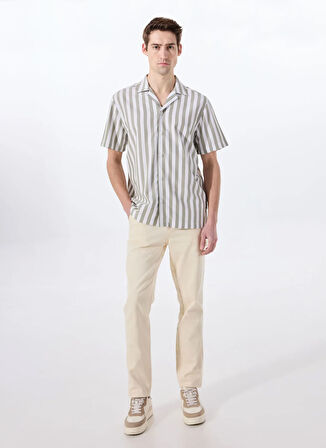 Mustang Relaxed Yeşil - Beyaz Çizgili Erkek Gömlek M5SM-GML1053