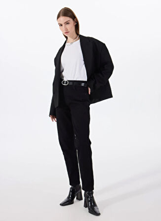 Mustang Standart Bel Normal Paça Mom Fit Siyah Kadın Denim Pantolon CHARLOTTE TAPERED-1011