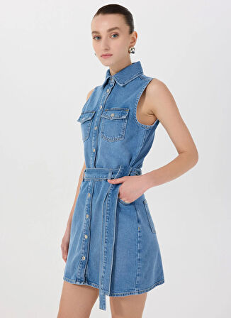 Mavi Kadın Yıkamalı Denim Elbise M5SL-ELB1359