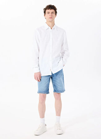 Mustang Relaxed Beyaz Nakışlı Erkek Gömlek M5SM-GML1059