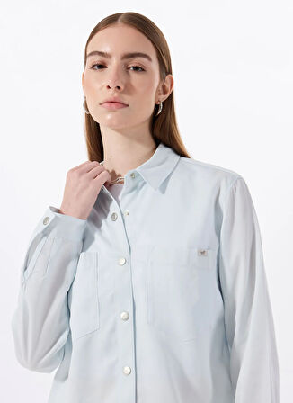 Mavi Kadın Yıkamalı %100 Liyosel Denim Gömlek M5SL-GML1291