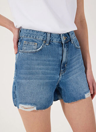 Mustang Standart Bel Normal Mavi Kadın Denim Şort M5SL-SRT1119