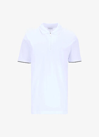 Mustang Baskılı Beyaz Erkek Polo T-Shirt M5SM-TST1324