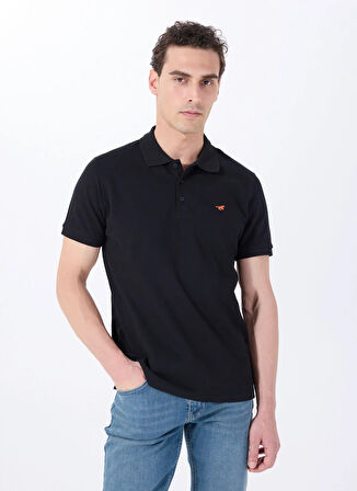 Mustang Baskılı Siyah Erkek Polo T-Shirt M5SM-TST1335
