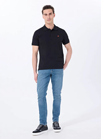 Mustang Baskılı Siyah Erkek Polo T-Shirt M5SM-TST1335