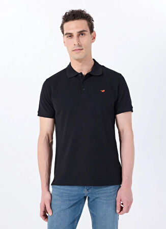 Mustang Baskılı Siyah Erkek Polo T-Shirt M5SM-TST1335