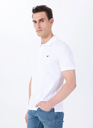 Mustang Baskılı Beyaz Erkek Polo T-Shirt M5SM-TST1335