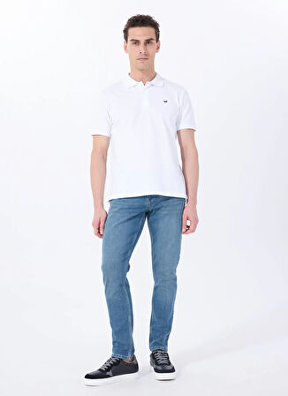 Mustang Baskılı Beyaz Erkek Polo T-Shirt M5SM-TST1335