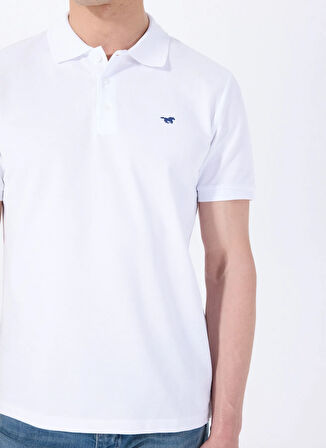 Mustang Baskılı Beyaz Erkek Polo T-Shirt M5SM-TST1335
