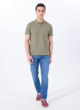 Mustang Baskılı Haki Erkek Polo T-Shirt M5SM-TST1335