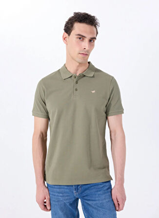 Mustang Baskılı Haki Erkek Polo T-Shirt M5SM-TST1335