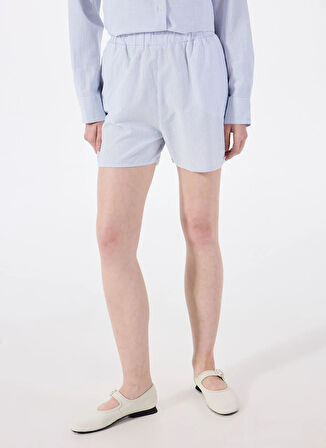 Mustang Lastikli Bel Standart Mavi - Beyaz Kadın Şort M5SL-SRT1724