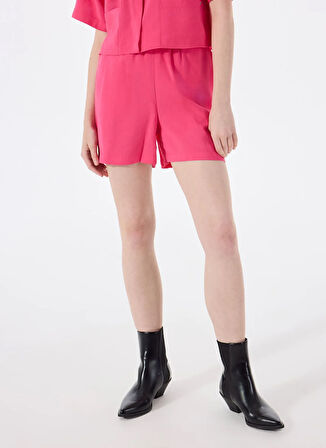 Pembe Kadın Lastikli Nakışlı Şort M5SL-SRT1127