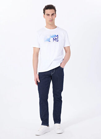 Mustang Bisiklet Yaka Baskılı Beyaz Erkek T-Shirt M5SM-TST1292