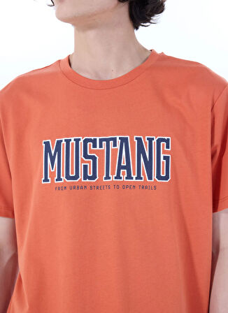 Mustang Bisiklet Yaka Baskılı Turuncu Erkek T-Shirt M5SM-TST1291