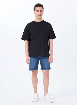 Mustang Bisiklet Yaka Baskılı Siyah Erkek T-Shirt M5SM-TST1441