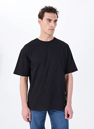 Mustang Bisiklet Yaka Baskılı Siyah Erkek T-Shirt M5SM-TST1441