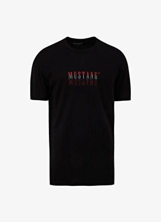 Mustang Siyah Erkek Relaxed Baskılı T-Shirt M5SM-TST1426