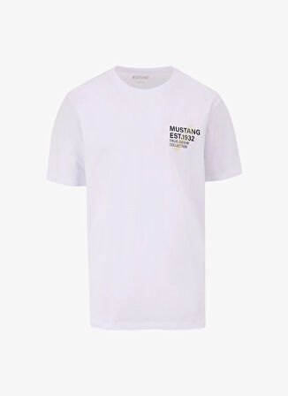 Mustang Bisiklet Yaka Baskılı Beyaz Erkek T-Shirt M5SM-TST1929