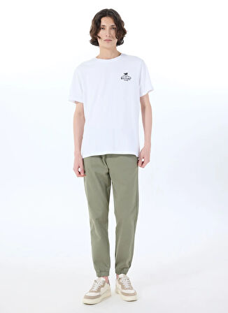 Mustang Bisiklet Yaka Baskılı Beyaz Erkek T-Shirt M5SM-TST1844