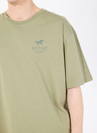 Mustang Bisiklet Yaka Baskılı Haki Erkek T-Shirt M5SM-TST1990