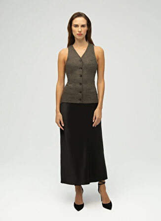 Maximus Kahve Kadın Yelek Ester Yün Yelek