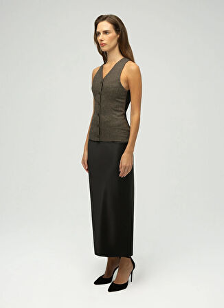 Maximus Kahve Kadın Yelek Ester Yün Yelek