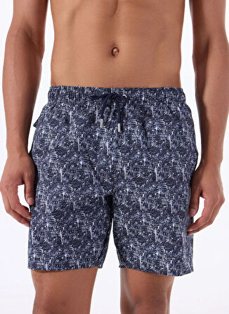 Lacivert Erkek Baskılı Şort Mayo F5SM-MYO08