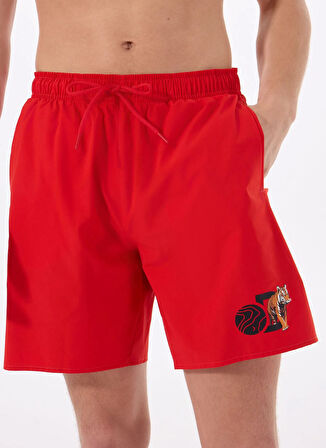 Discovery Expedition D5SM-MY 3403 Kırmızı Baskılı Erkek Şort Mayo