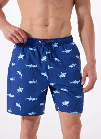 Discovery Expedition D5SM-MY 3402 Lacivert Baskılı Erkek Şort Mayo