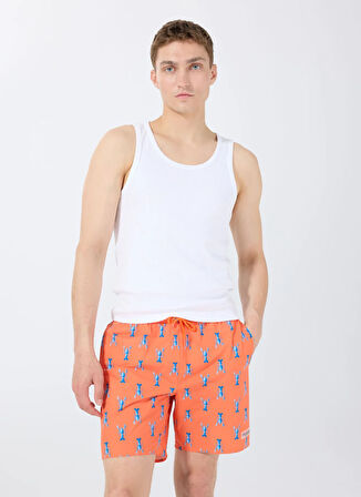 Discovery Expedition D5SM-MY 3404 Turuncu Baskılı Erkek Şort Mayo