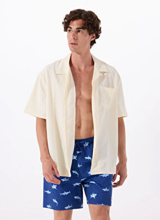 Discovery Expedition D5SM-MY 3402 Lacivert Baskılı Erkek Şort Mayo