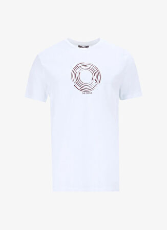 People By Fabrika Bisiklet Yaka Baskılı Beyaz Erkek T-Shirt PBF5SM-TST 9545